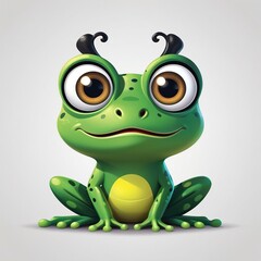 Fototapeta premium Cute 3D cartoon style frog character with a friendly expression. Simple and minimalist design, Isolated on transparent background, png.