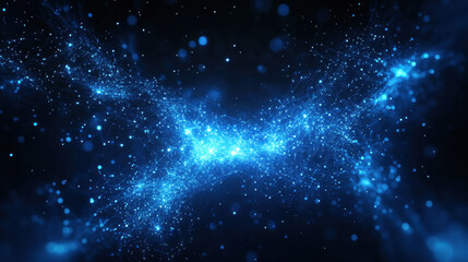 Obraz premium Abstract blue digital background with glowing connections and dots on a dark space