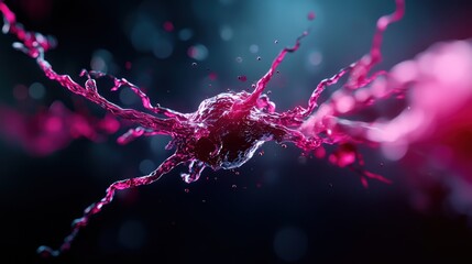 Abstract representation of vibrant liquid splashes colliding in a dynamic, colorful background