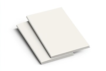 Two blank books stacked, isolated, white background, mockup