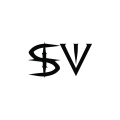 SV monogram logo design letter text name symbol monochrome logotype alphabet character simple logo