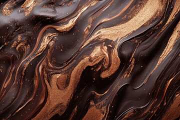 Chocolate swirl background with varying shades from dark to light, creating a mesmerizing and mouthwatering visual effect.