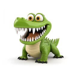 Fototapeta premium Happy Cartoon Alligator Character with Big Smile and Bright Colors, Ideal for Children's Books, Animation Projects, and Fun Learning Materials