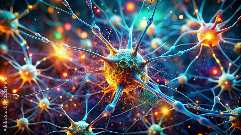 Aufkleber vibrant synapse & neural pathways: high-resolution digital rendering