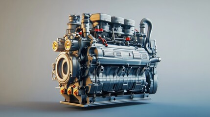 Detail Fragment of a diesel motorbike engine, AI generated image