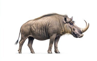 Obraz premium African Warthog Profile, White Background, Wildlife