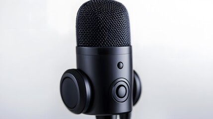 podcast microphone and headset, on a clean and clear white background