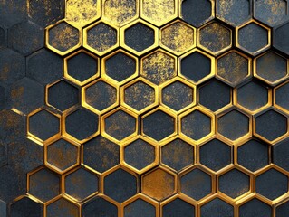 Luxurious Gold and Dark Gray Hexagon Pattern - Abstract Geometric Design