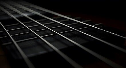 Fototapeta premium Close-up of Acoustic Guitar Strings and Fretboard