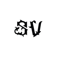 SV monogram logo design letter text name symbol monochrome logotype alphabet character simple logo