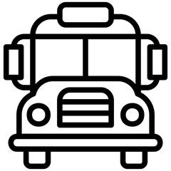 School Bus Line Icon