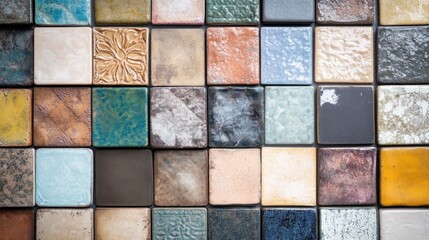 A vibrant collection of textured tiles showcasing various colors and patterns for design inspiration
