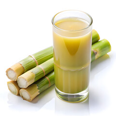 Fresh sugar cane juice in glass
