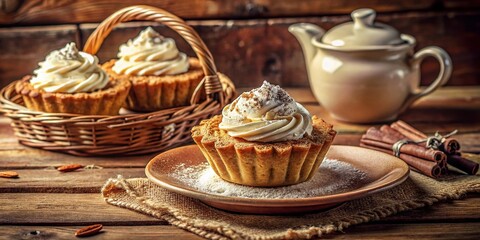 Fototapeta premium Vintage Photo: Two Cake Baskets – Protein & Cottage Cheese Creams