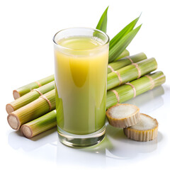Fresh sugar cane juice in glass