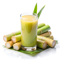 Fresh sugar cane juice in glass
