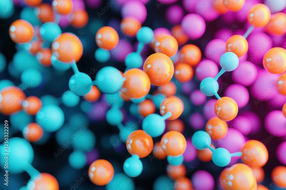 Poster molecular structures visualized science laboratory digital art abstract background close-up chemistr