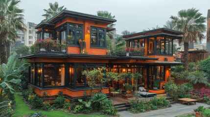 Obraz premium Modern Home with lush garden