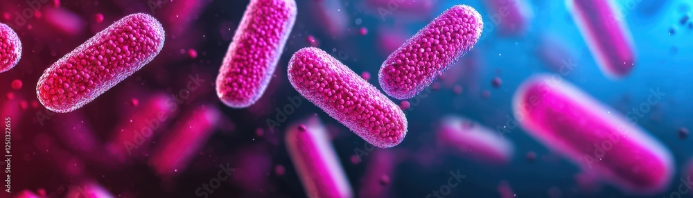 Poster microbial action in laboratory environment exploring bacteria under high magnification scientific re