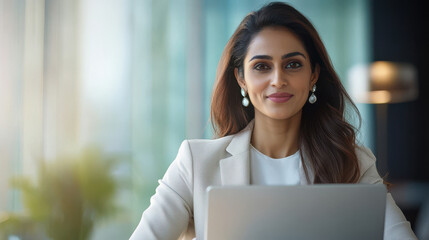 young businesswoman working on laptop