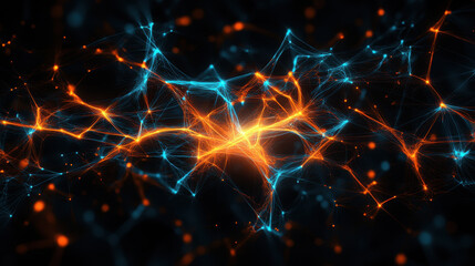 Fototapeta premium Abstract digital background with glowing connections and neural networks