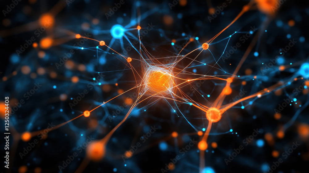 Poster abstract digital background with glowing connections and neural networks
