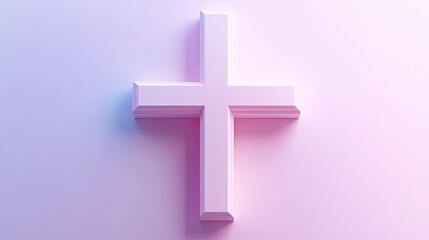 Obraz premium Elegant cross design in soft pastel shades, styled as a minimalist Easter logo on a crisp white background.