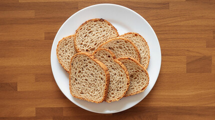 Sliced ​​Toasted Bread on Wooden Table