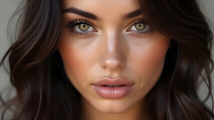 Obraz premium Glossy Wet Waves Hairstyle with High-Fashion Damp Hair Effect