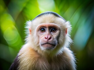 White-faced Capuchin Monkey, Costa Rica Rainforest Minimalist Photography