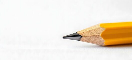 Sharp Yellow Pencil Close Up on White Background
