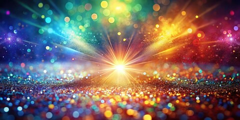 Fototapeta premium A vibrant splash of colorful abstract shapes against a shiny and glittery background