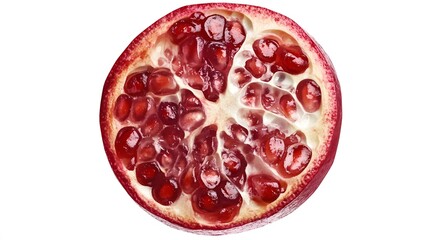 A half-sliced pomegranate, clean white background, transparent isolate
