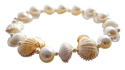 A beautiful seashell necklace, clean white background, transparent isolate