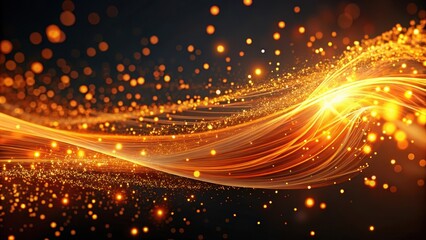 Swirling orange particles suspended in a transparent medium, creating a mesmerizing optical fiber effect , orange, science