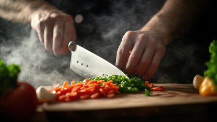 Chef’s Hands Preparing Ingredients in a Kitchen