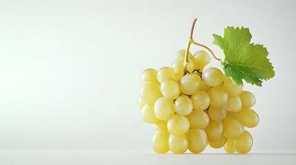 A fresh bunch of grapes with a leaf, clean white background, transparent isolate
