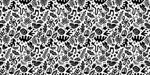 Cartoon hand-drawn doodles on the subject of summer holidays theme seamless pattern