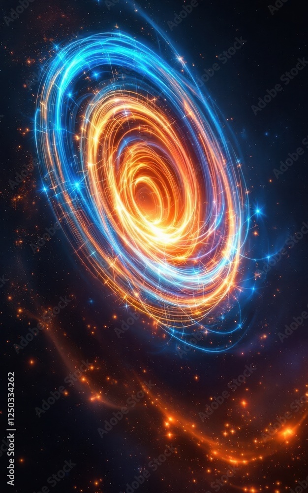 Poster vibrant energy swirl in space creating a dynamic cosmic display