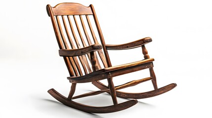 A wooden rocking chair, isolated on white
