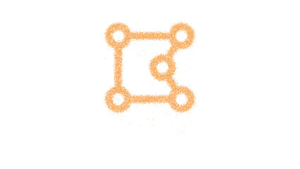 Icon draw polygon is made of yellow grains of sand. Some grains of sand fall down. Transparent background. Black