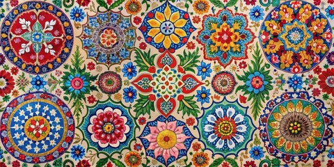 Colorful floral patterns with intricate details and vibrant hues , Cultural Heritage, Traditional Patterns