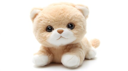 A soft, plush kitten toy, clean white background, transparent isolate