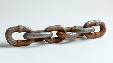 Obraz premium Rusty chain links on white background, studio shot, connection concept (1)