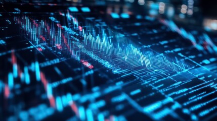 Forex trading chart with a blue hue displaying financial trends