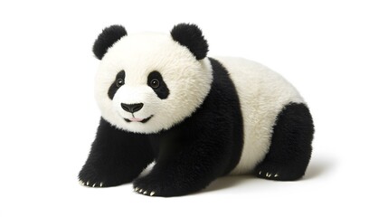 A soft, plush panda bear, clean white background, transparent isolate