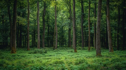 Obraz premium Serene Green Forest Canopy Lush Undergrowth