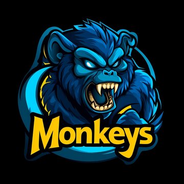 Dynamisches Affen-Maskottchen-Logo f&uuml;r Sportteams und Esports-Organisationen mit energiegeladenem Design
