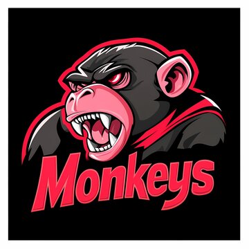 Dynamisches Affen-Maskottchen-Logo f&uuml;r Sportteams und Esports-Organisationen mit energiegeladenem Design
