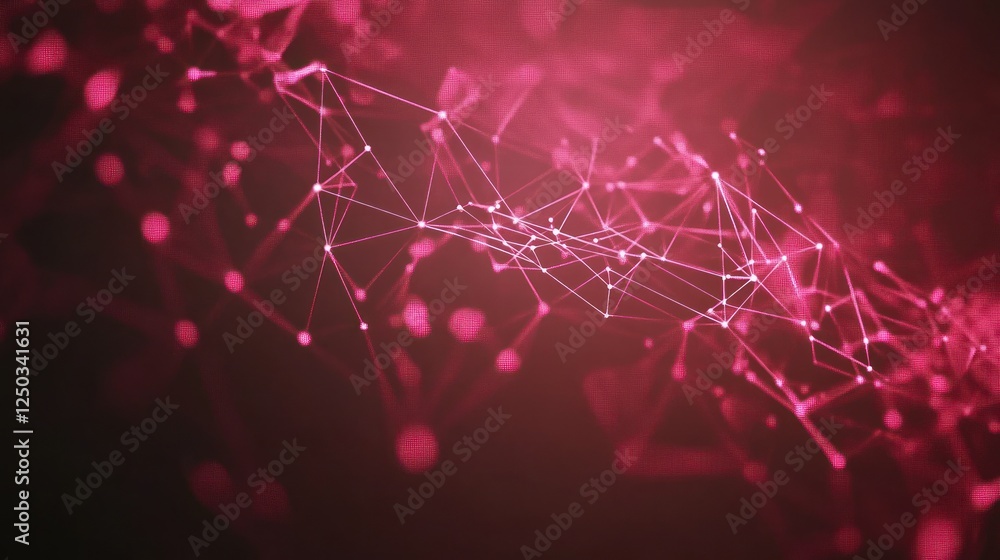 Poster abstract red network background with connected dots and lines design